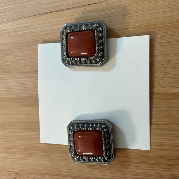 Hand Crafted Shoe Clips Burnt Orange Antique Silver 1 1/4” x 1 1/8” Shoe Bows - Picture 3 of 7